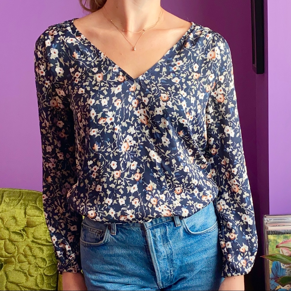 Zara Silky Floral Blouse